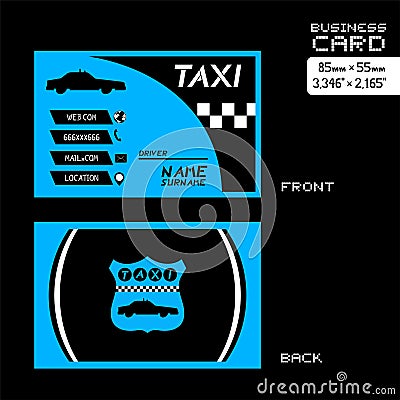 Blue taxi business card Vector Illustration