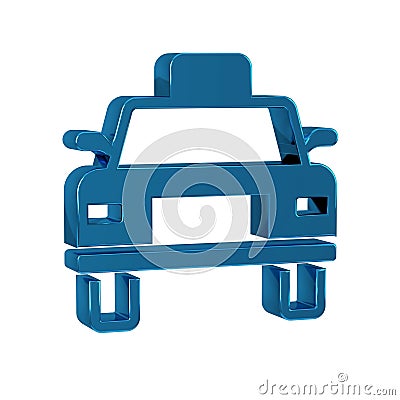 Blue Taxi car icon isolated on transparent background. Stock Photo
