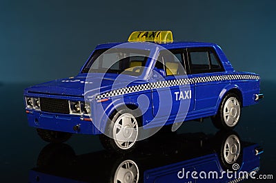 Blue Taxi Car Model Stock Photo