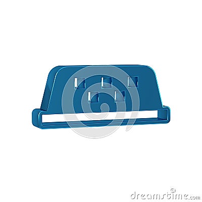 Blue Taxi car roof icon isolated on transparent background. Stock Photo