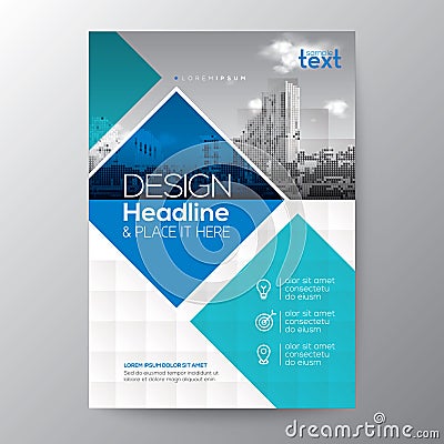 Blue and teal diamond shape graphic background for Brochure annual report cover Flyer Poster Vector Illustration
