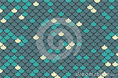 Blue, teal and light yellow fish scale background Vector Illustration