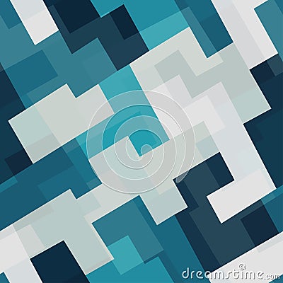 Blue tech square seamless pattern Vector Illustration