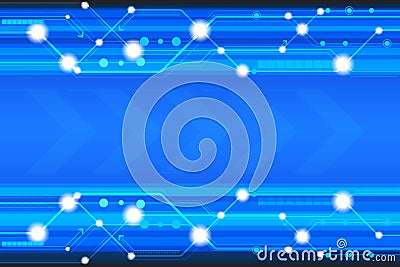 Blue tech vector background with various technological elements. Vector Illustration