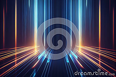 Blue techno sci-fi background, ai generation Stock Photo