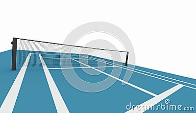 Blue tennis court isolated on white Stock Photo