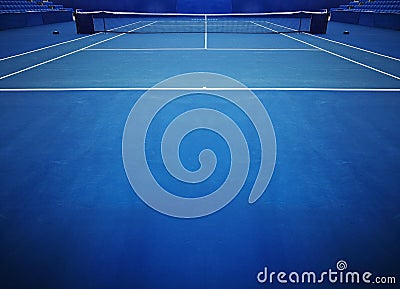 Blue Tennis Court Sport Stock Photo