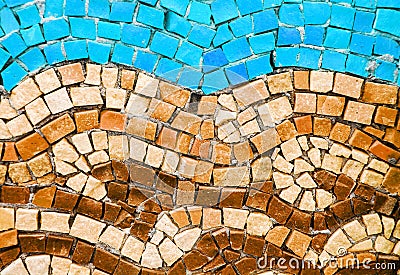 Blue and terracotta smalt mosaic Stock Photo