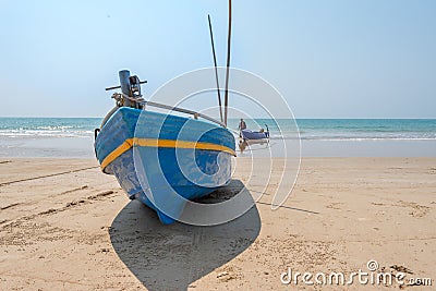 Blue Thai Fishing Boat Stock Photo