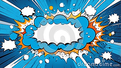 blue theme exploding pop speech bubble bac ai generated Stock Photo