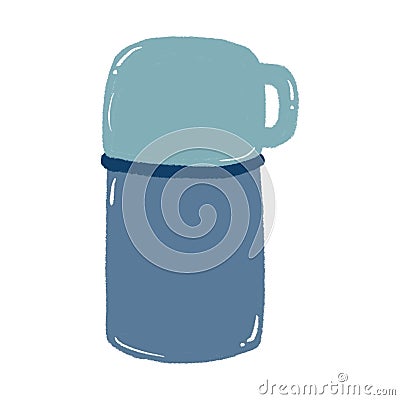 An illustration of blue thermos for camping Vector Illustration