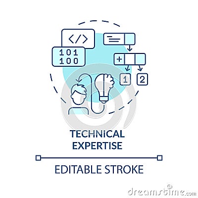 Blue thin line icon technical expertise concept Vector Illustration