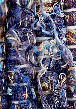 Blue thread fabric, textured background Stock Photo