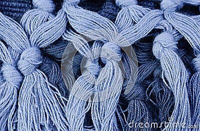 Blue thread . Macro. Stock Photo