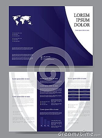 Blue threefold Brochure design Vector Illustration