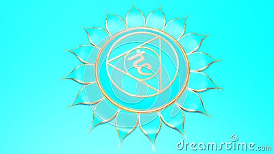 Blue Throat chakra Vishuddha symbol concept of Hinduism; Buddhism; Ayurveda. Communication. 3d Stock Photo