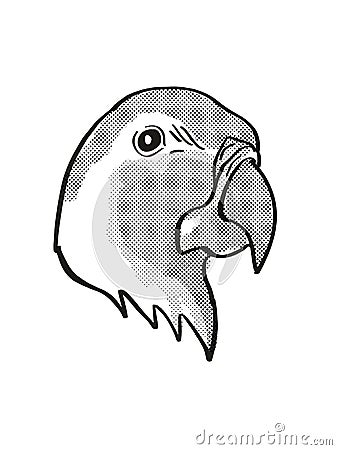 Blue-throated macaw or Wagler`s macaw Endangered Wildlife Cartoon Mono Line Drawing Stock Photo