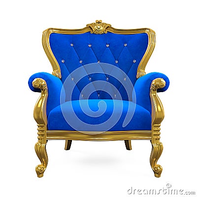 Blue Throne Chair Isolated Stock Photo