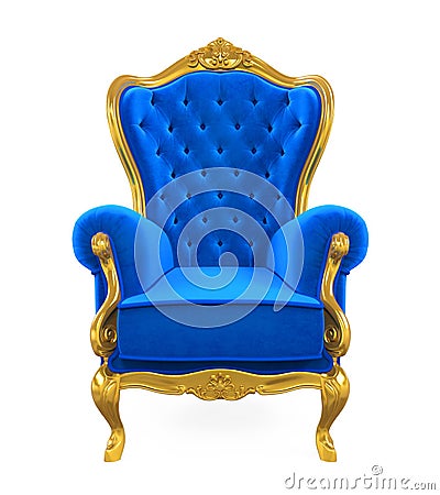 Blue Throne Chair Isolated Stock Photo