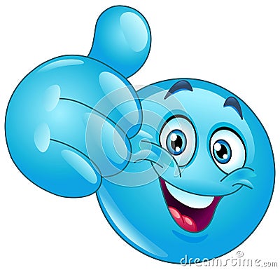 Blue thumb up emoticon Vector Illustration