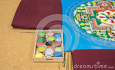 Blue tibetan mandala Stock Photo