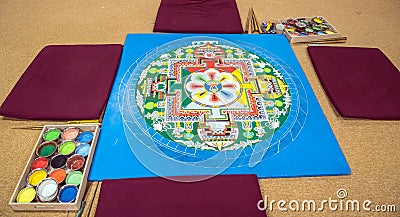 Blue tibetan mandala Stock Photo