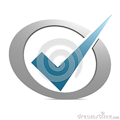 Blue tick in circle Stock Photo