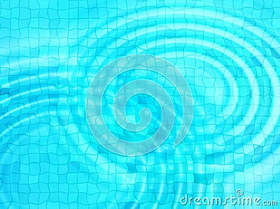 Blue tile background with concentric water ripples Stock Photo