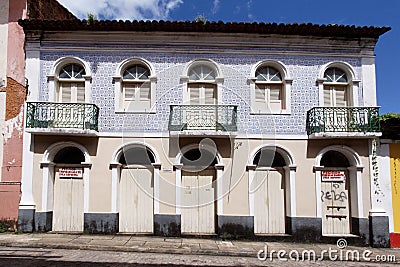 Blue Tile Facade Sao Luis Maranhao Brazil Stock Photo