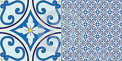 Blue tile pattern Vector Illustration