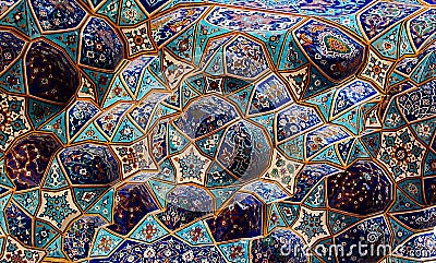 Blue tile patterns, Shah Mosque Stock Photo