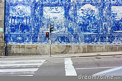 Blue tiles and crossroad Stock Photo