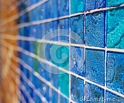 Blue Tiles Grid Fades Off Stock Photo