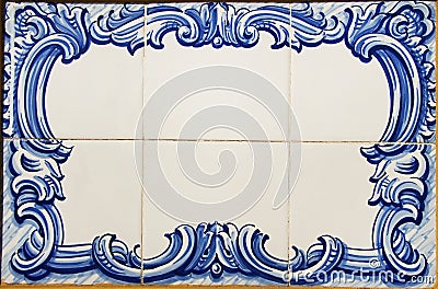 blue tiles of portuguese plaque Stock Photo