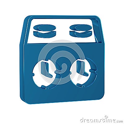 Blue Time chess clock icon isolated on transparent background. Sport equipment. Stock Photo