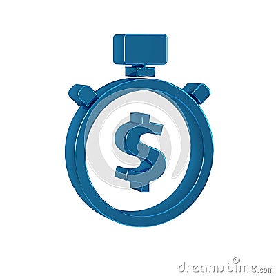 Blue Time is money icon isolated on transparent background. Money is time. Effective time management. Convert time to Stock Photo