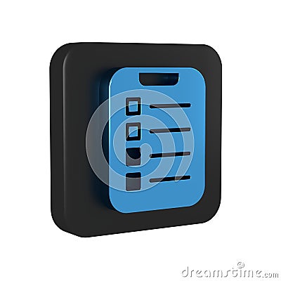 Blue To do list or planning icon isolated on transparent background. Black square button. Stock Photo