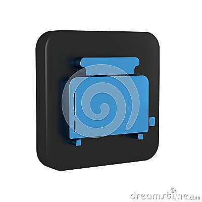Blue Toaster with toasts icon isolated on transparent background. Black square button. Stock Photo