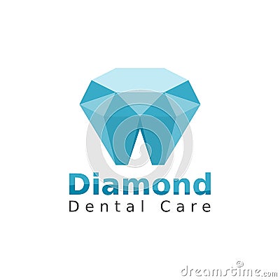 Blue Tooth Diamond Dental Care Logo Concept Vector Illustration