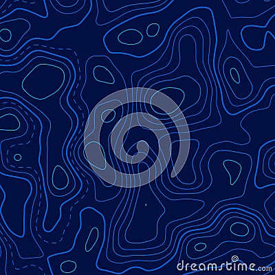 Blue topographic contour lines background Vector Illustration