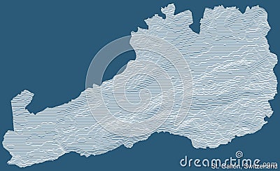 Blue topographic map of St. Gallen, Switzerland Vector Illustration