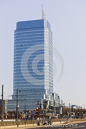 Blue Tower Plaza in Warsaw Editorial Stock Photo