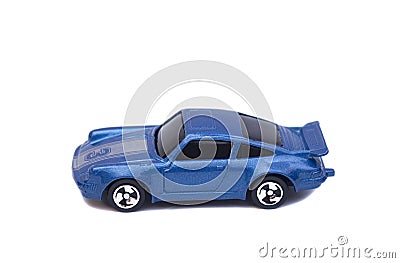 Blue toy car isolated on white Stock Photo