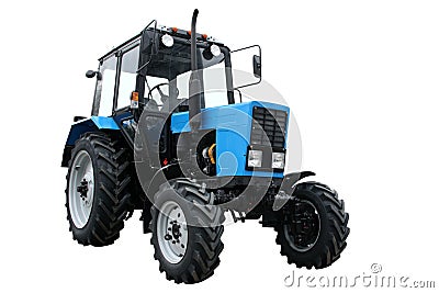 Blue tractor Stock Photo