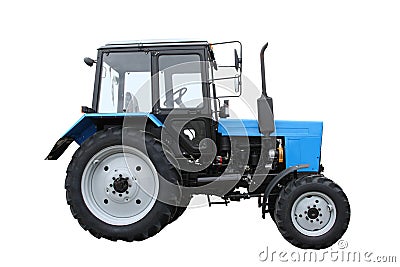 Blue tractor Stock Photo