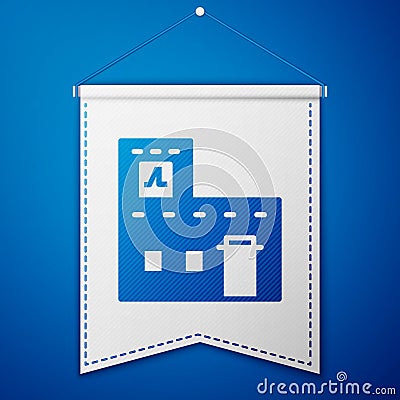 Blue Traditional Mexican house icon isolated on blue background. White pennant template. Vector Vector Illustration