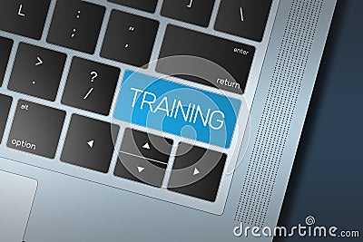 Blue Training Call to Action button on a black and silver keyboard Stock Photo