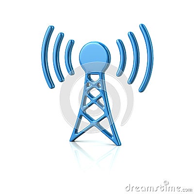 Blue transmitter tower icon Cartoon Illustration