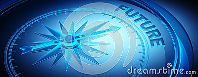 Blue transparent xray compass Future Cartoon Illustration