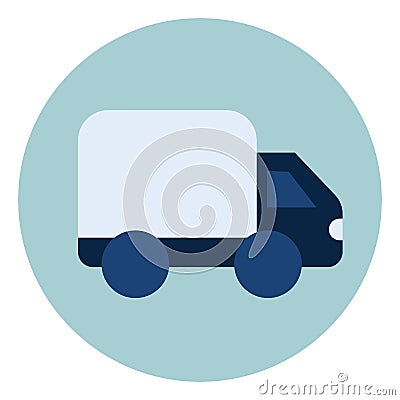 Blue transportation truck, icon Vector Illustration